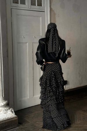 ROVENTE Ruffled Polka Dot Skirt