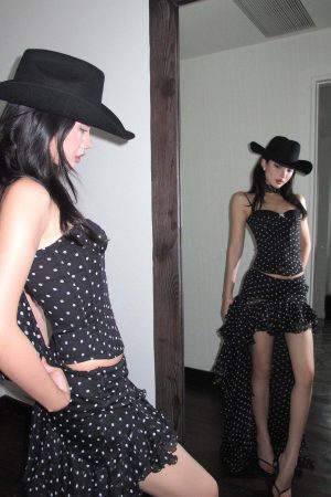 ROVENTE Ruffled Polka Dot Skirt