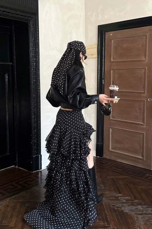 ROVENTE Ruffled Polka Dot Skirt