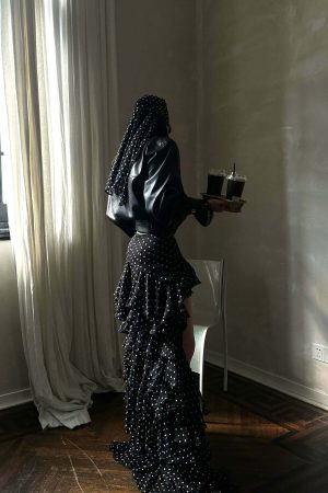 ROVENTE Ruffled Polka Dot Skirt