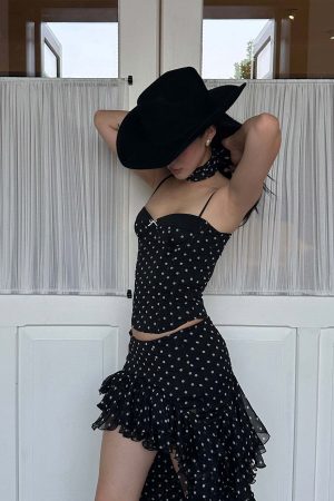 ROVENTE Ruffled Polka Dot Skirt