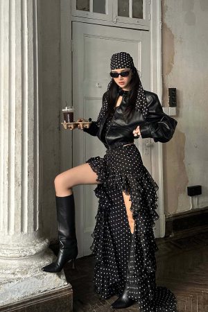 ROVENTE Ruffled Polka Dot Skirt