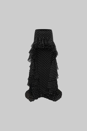 ROVENTE Ruffled Polka Dot Skirt