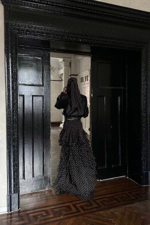 ROVENTE Ruffled Polka Dot Skirt