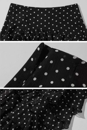 ROVENTE Ruffled Polka Dot Skirt