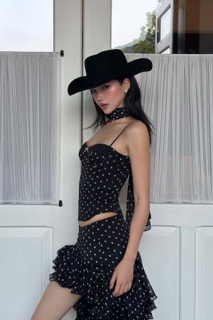 ROVENTE Ruffled Polka Dot Skirt