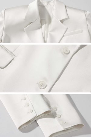 ROVENTE Satin Blazer Suit with Scarf Two Button Modern Jacket Set