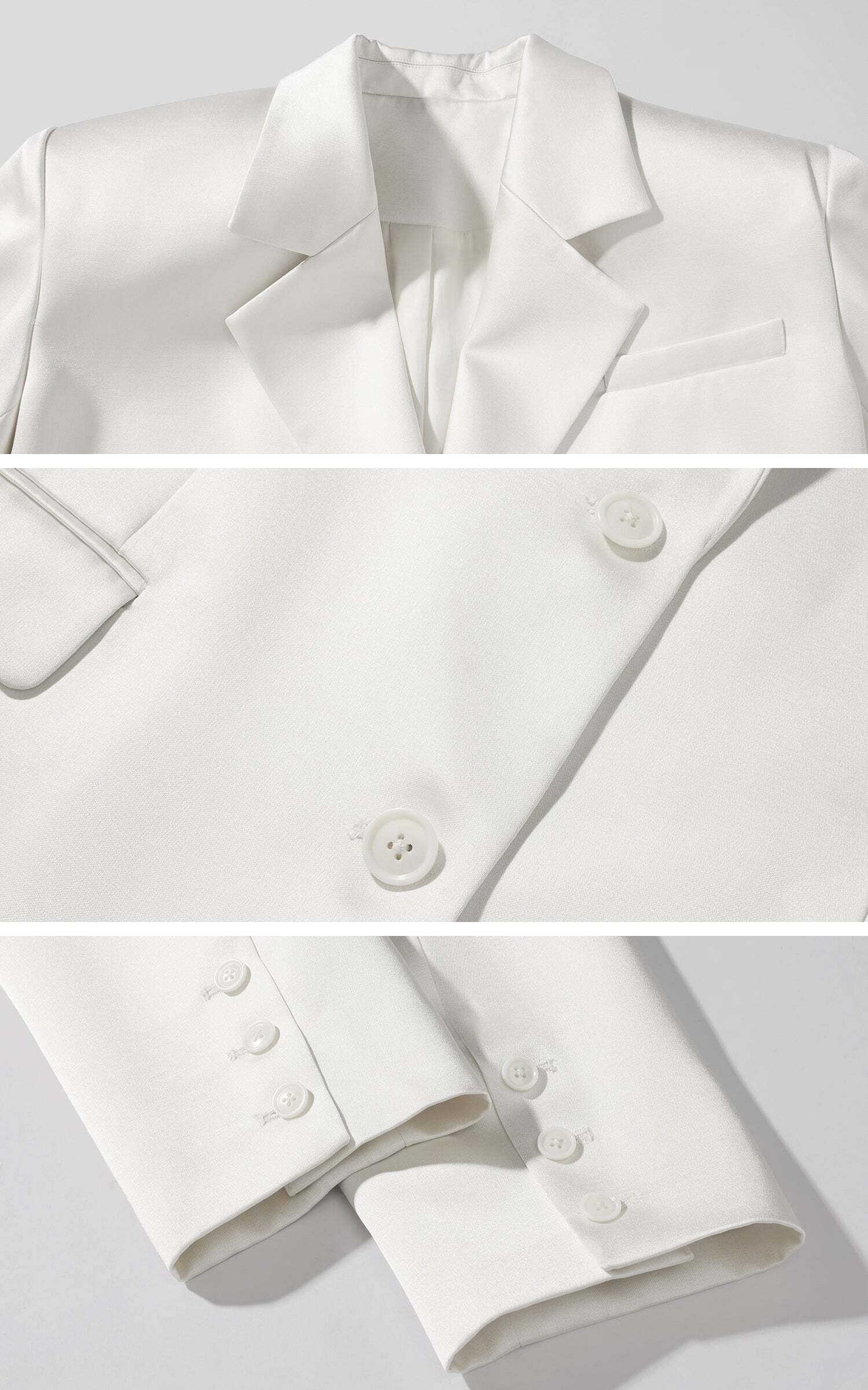 ROVENTE Satin Blazer Suit with Scarf Two Button Modern Jacket Set ROVENTE Satin Blazer Suit with Scarf Two Button Modern Jacket Set