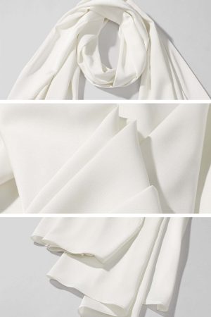 ROVENTE Satin Blazer Suit with Scarf Two Button Modern Jacket Set