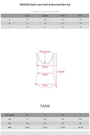 ROVENTE Satin Lace Tank & Mermaid Skirt Set