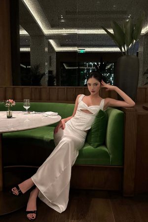 ROVENTE Satin Lace Tank & Mermaid Skirt Set