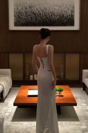 ROVENTE Satin Lace Tank & Mermaid Skirt Set