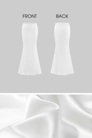 ROVENTE Satin Mermaid Maxi Skirt with Lace Waist Detail