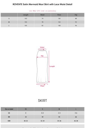 ROVENTE Satin Mermaid Maxi Skirt with Lace Waist Detail