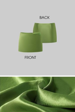 ROVENTE Satin Mesh-Drape Halter Top & Micro Mini Skirt Set