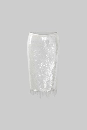 ROVENTE Satin Strap Top & Sequin Skirt Set