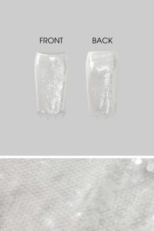 ROVENTE Satin Strap Top & Sequin Skirt Set