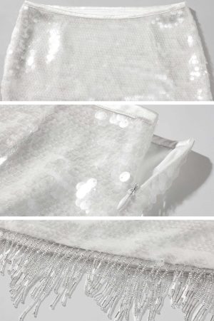 ROVENTE Satin Strap Top & Sequin Skirt Set