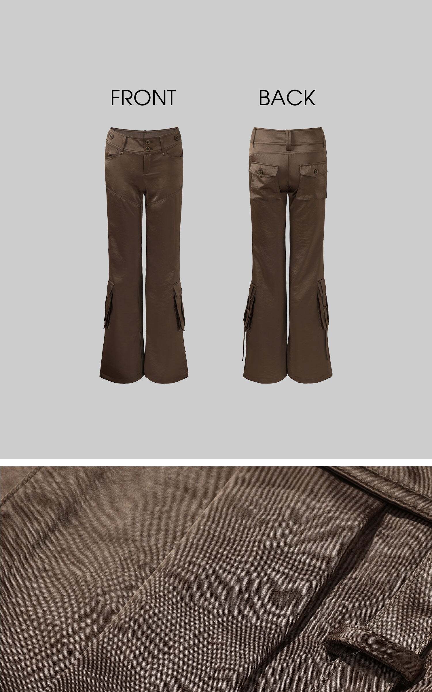 ROVENTE Satin Utility Flare Pants ROVENTE Satin Utility Flare Pants