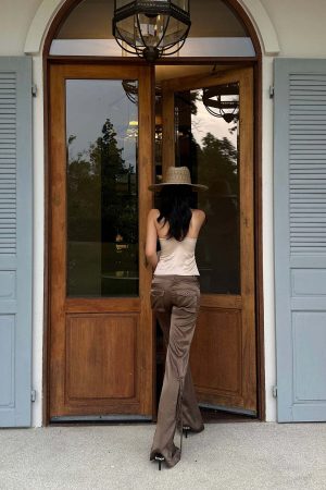 ROVENTE Satin Utility Flare Pants