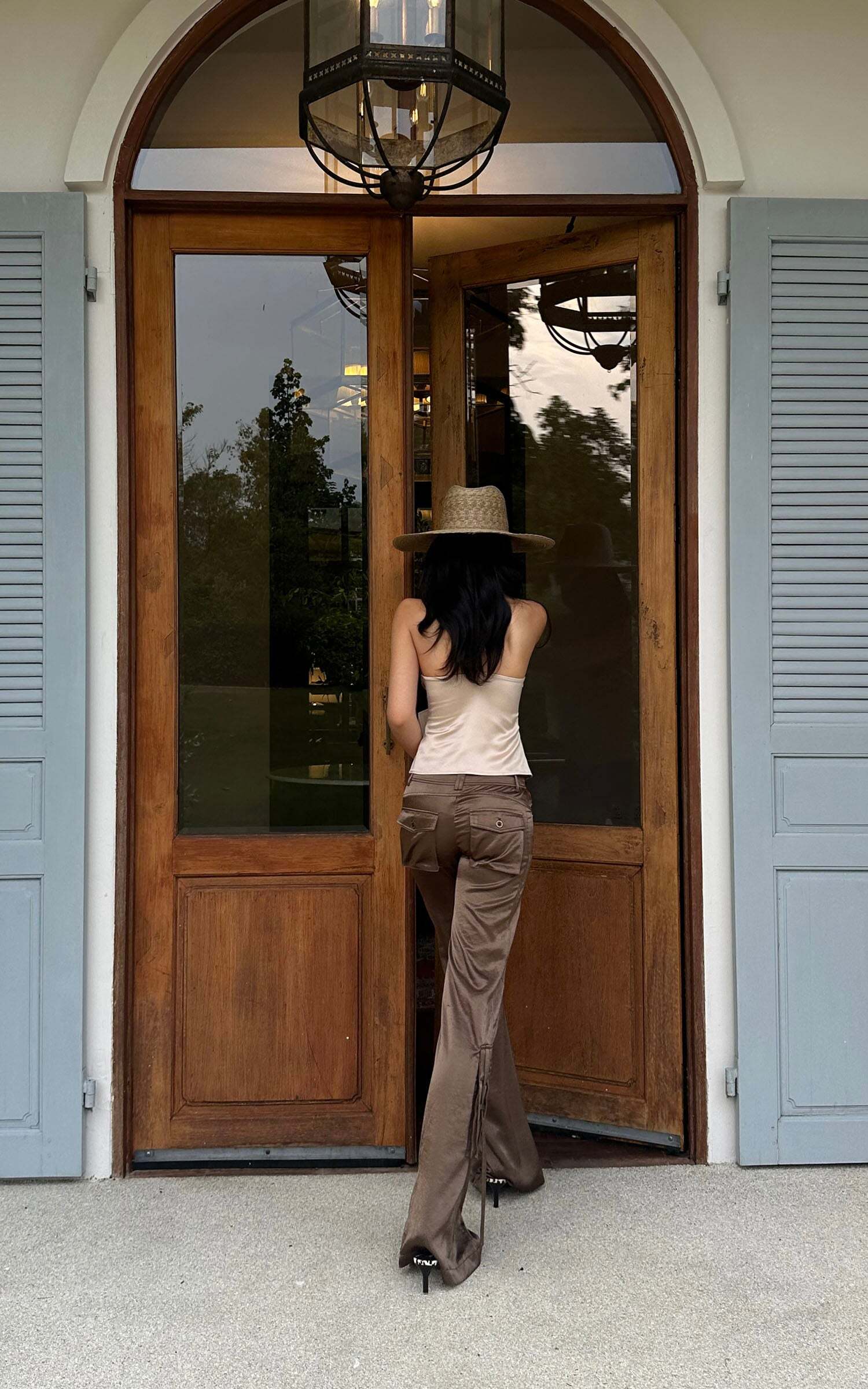 ROVENTE Satin Utility Flare Pants ROVENTE Satin Utility Flare Pants