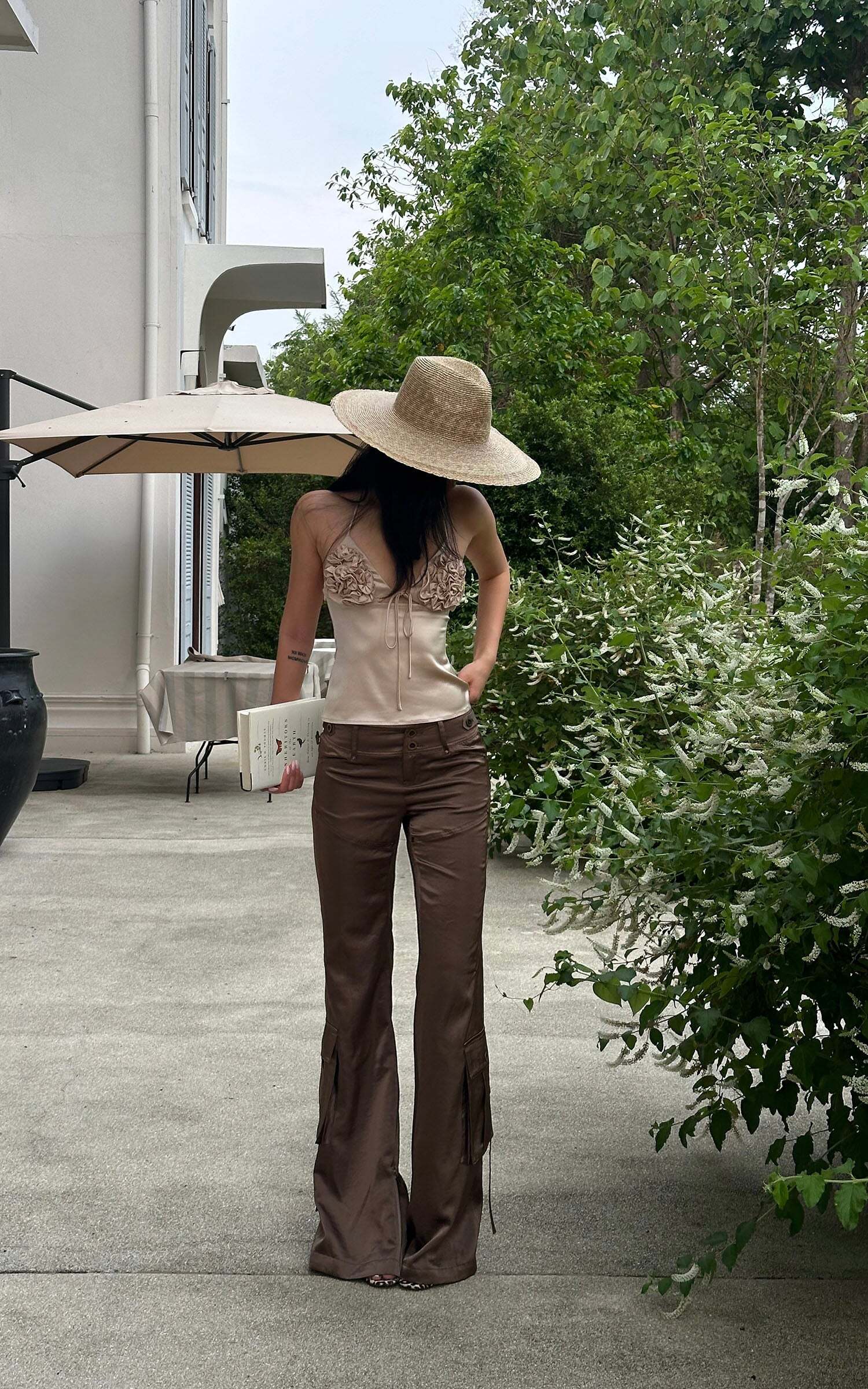 ROVENTE Satin Utility Flare Pants ROVENTE Satin Utility Flare Pants