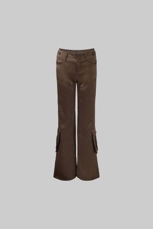 ROVENTE Satin Utility Flare Pants