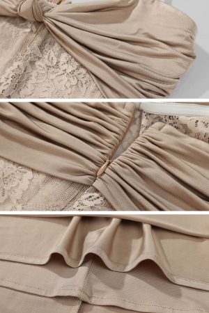 ROVENTE Sculpted Lace-Panel Maxi Dress