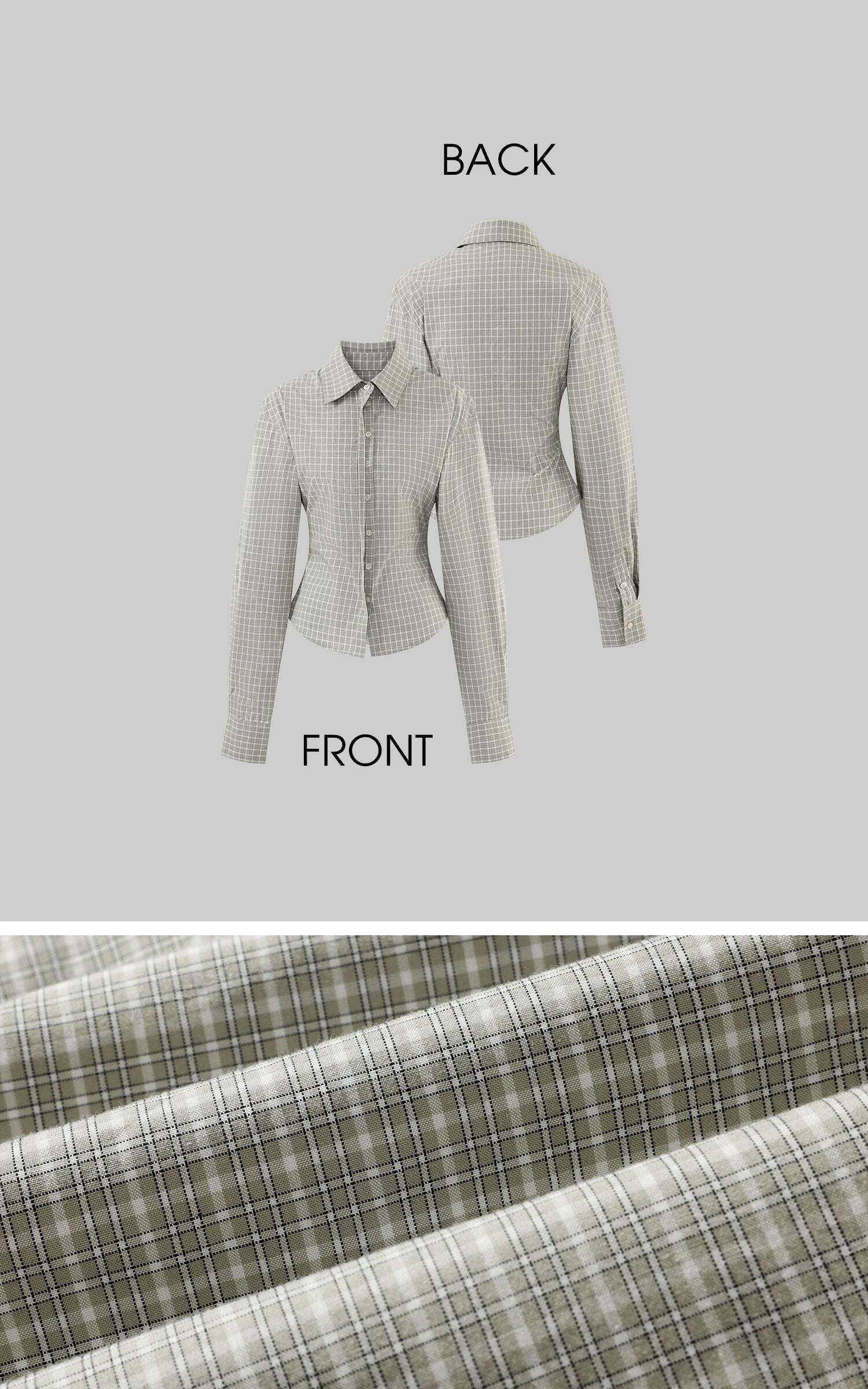 ROVENTE Sculpted Waist Plaid Shirt with Sharp Collar and Cinched Silhouette ROVENTE Sculpted Waist Plaid Shirt with Sharp Collar and Cinched Silhouette