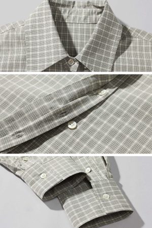 ROVENTE Sculpted Waist Plaid Shirt with Sharp Collar and Cinched Silhouette