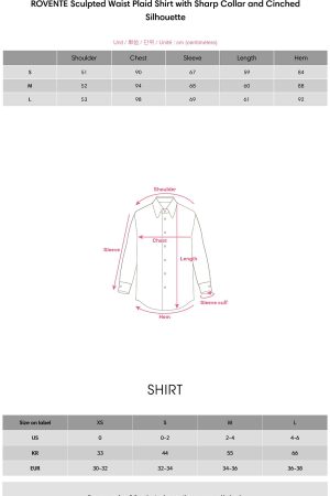 ROVENTE Sculpted Waist Plaid Shirt with Sharp Collar and Cinched Silhouette