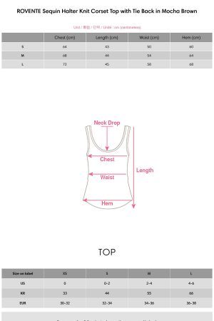 ROVENTE Sequin Halter Knit Corset Top with Tie Back in Mocha Brown