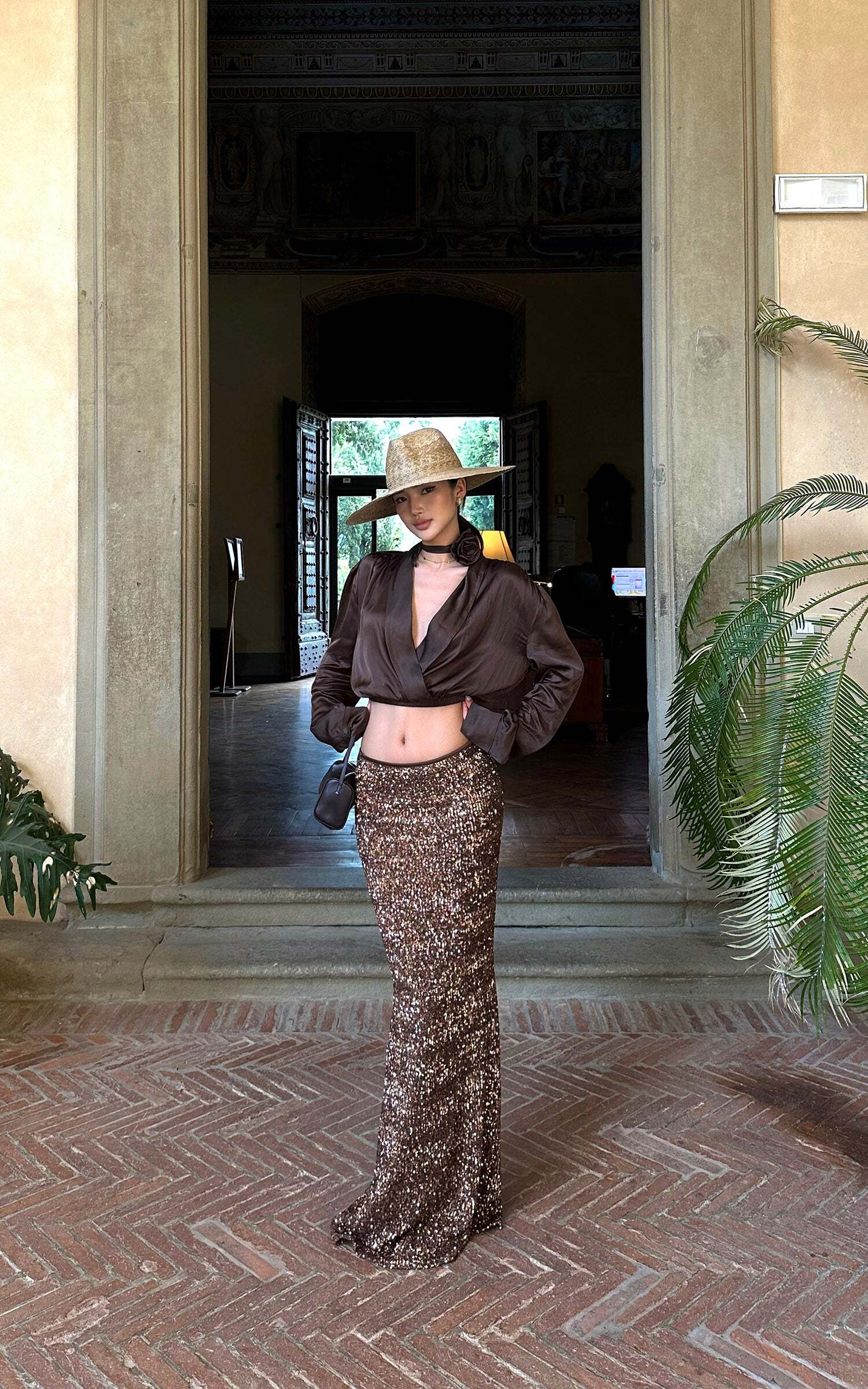 ROVENTE Sequin Mermaid Maxi Skirt with High Waist and Body-Hugging Silhouette ROVENTE Sequin Mermaid Maxi Skirt with High Waist and Body-Hugging Silhouette