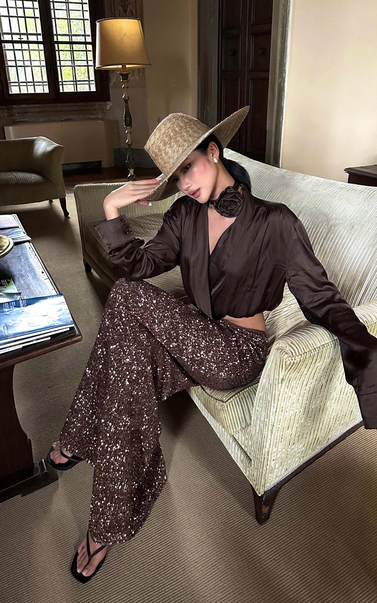 ROVENTE Sequin Mermaid Maxi Skirt with High Waist and Body-Hugging Silhouette ROVENTE Sequin Mermaid Maxi Skirt with High Waist and Body-Hugging Silhouette