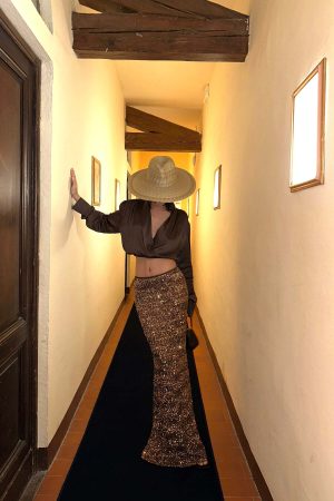 ROVENTE Sequin Mermaid Maxi Skirt with High Waist and Body-Hugging Silhouette