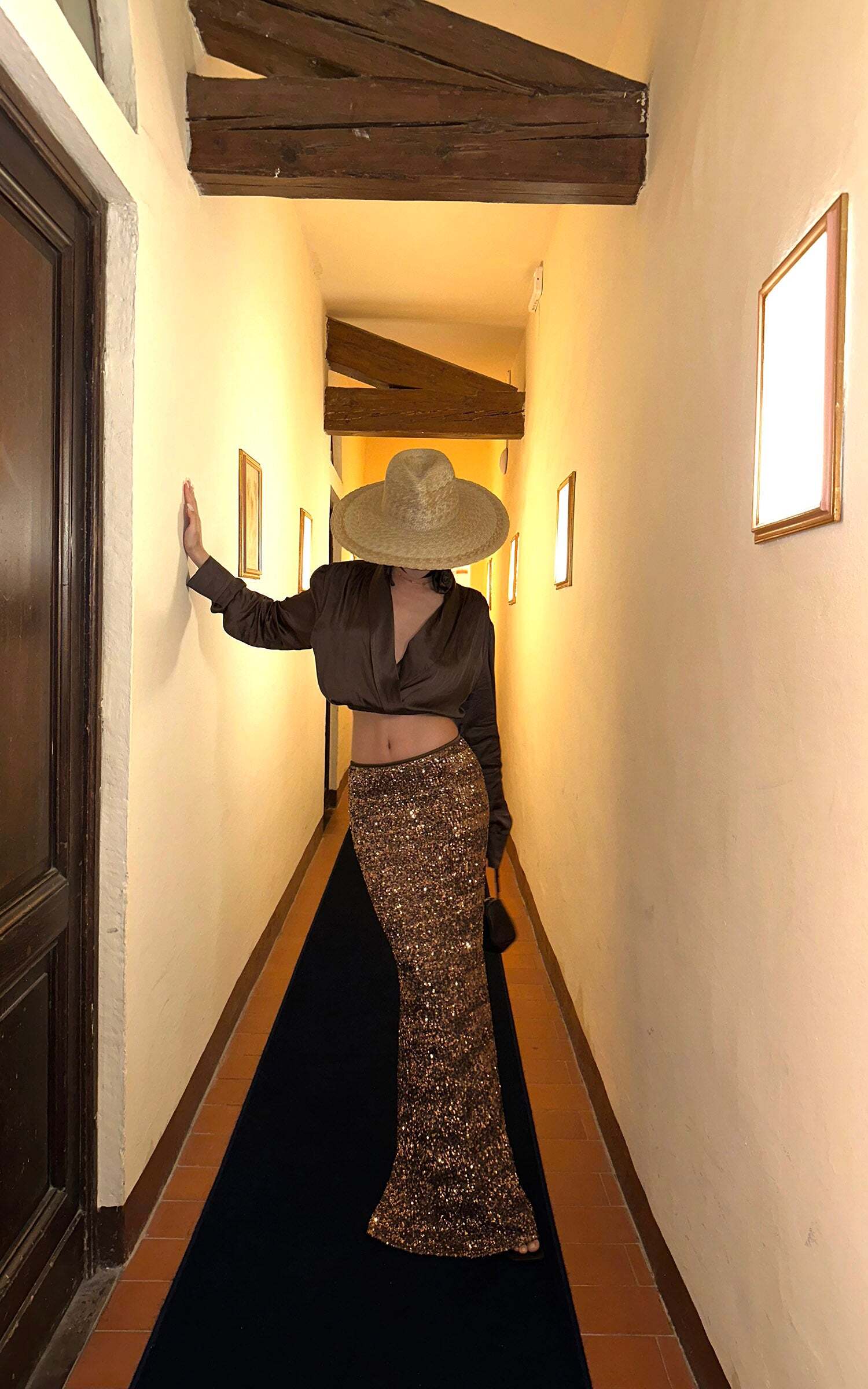 ROVENTE Sequin Mermaid Maxi Skirt with High Waist and Body-Hugging Silhouette ROVENTE Sequin Mermaid Maxi Skirt with High Waist and Body-Hugging Silhouette