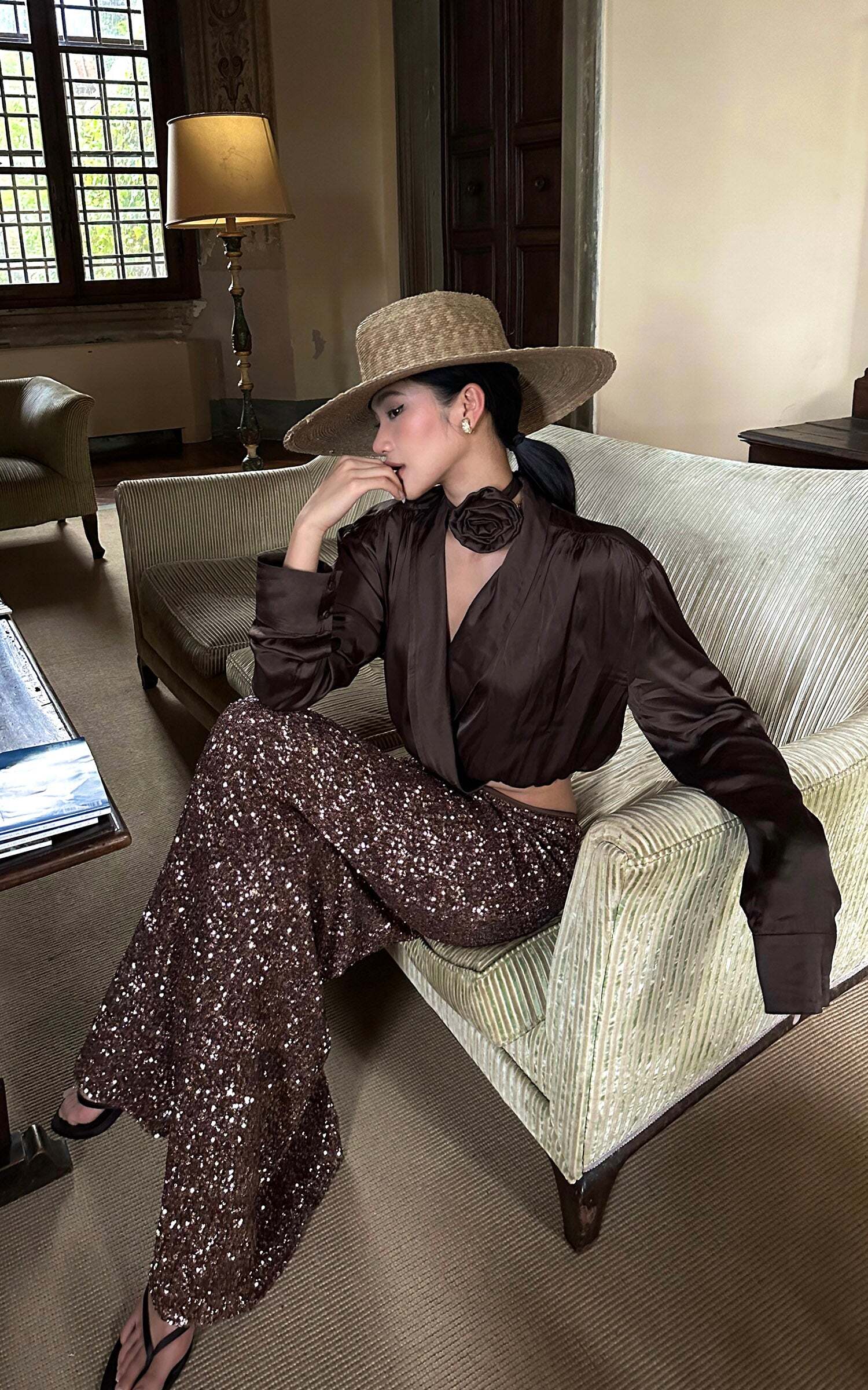 ROVENTE Sequin Mermaid Maxi Skirt with High Waist and Body-Hugging Silhouette ROVENTE Sequin Mermaid Maxi Skirt with High Waist and Body-Hugging Silhouette