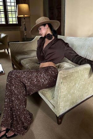 ROVENTE Sequin Mermaid Maxi Skirt with High Waist and Body-Hugging Silhouette