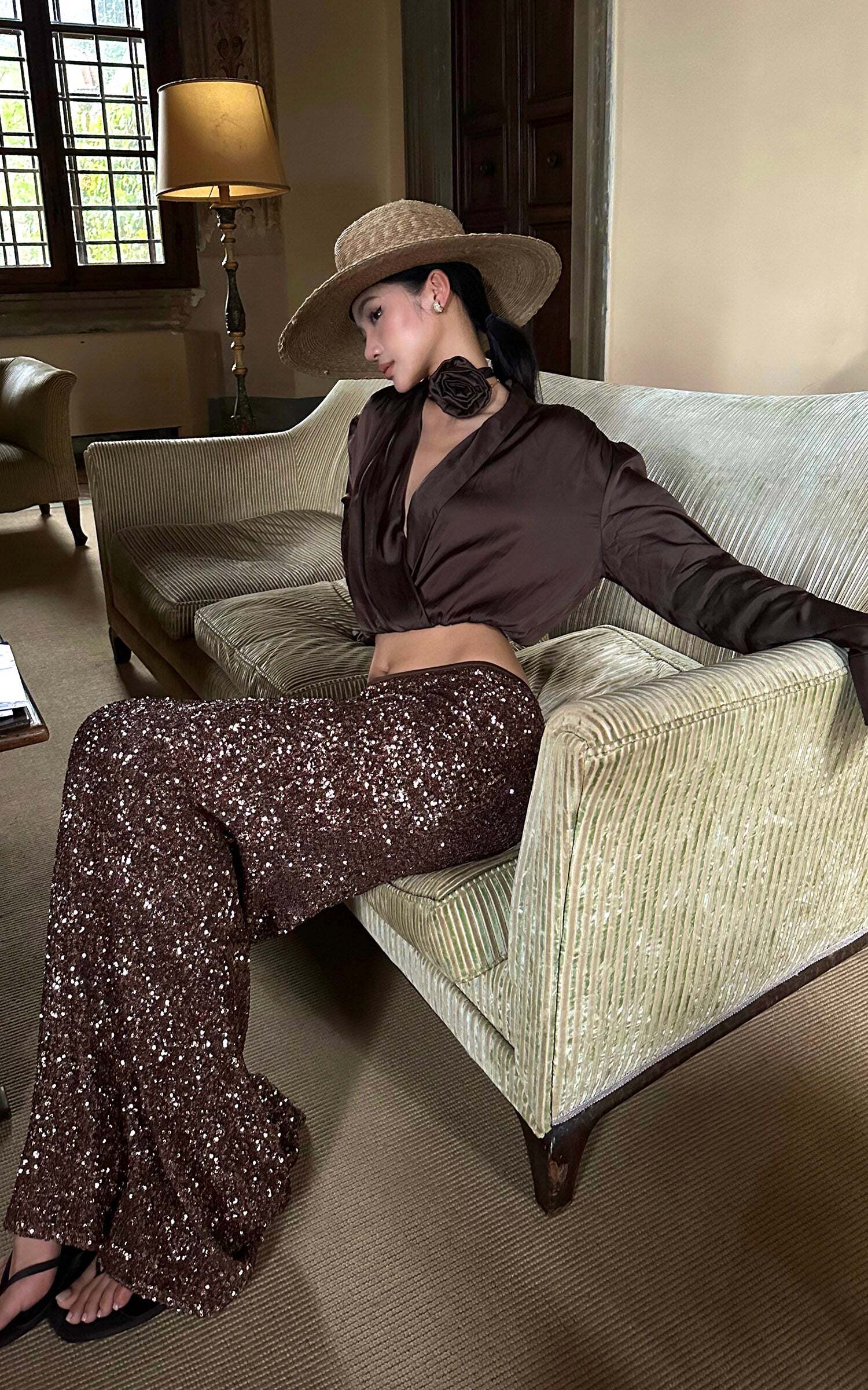 ROVENTE Sequin Mermaid Maxi Skirt with High Waist and Body-Hugging Silhouette ROVENTE Sequin Mermaid Maxi Skirt with High Waist and Body-Hugging Silhouette