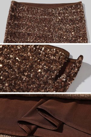 ROVENTE Sequin Mermaid Maxi Skirt with High Waist and Body-Hugging Silhouette