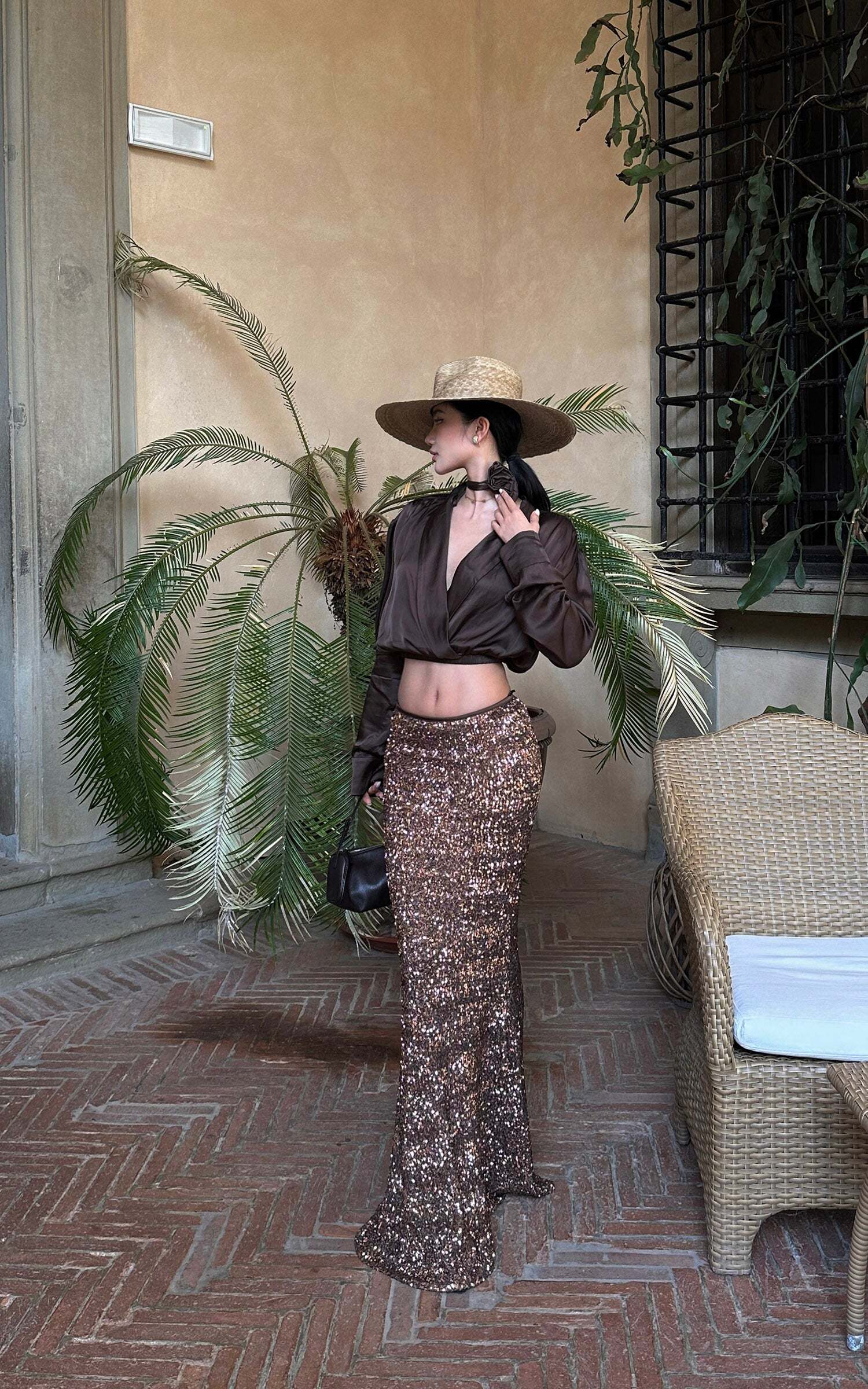 ROVENTE Sequin Mermaid Maxi Skirt with High Waist and Body-Hugging Silhouette ROVENTE Sequin Mermaid Maxi Skirt with High Waist and Body-Hugging Silhouette