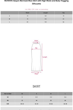 ROVENTE Sequin Mermaid Maxi Skirt with High Waist and Body-Hugging Silhouette