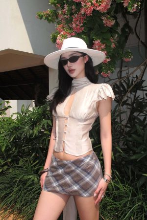 ROVENTE Sequin Plaid Mini Skirt