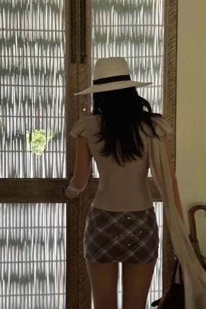 ROVENTE Sequin Plaid Mini Skirt