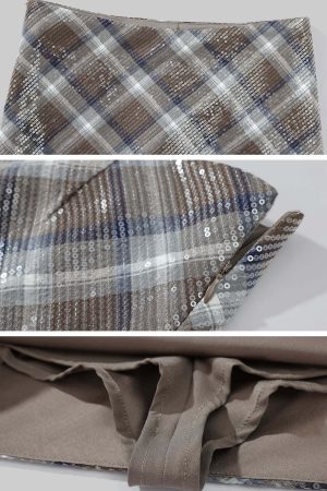 ROVENTE Sequin Plaid Mini Skirt