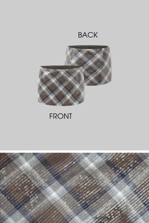 ROVENTE Sequin Plaid Mini Skirt