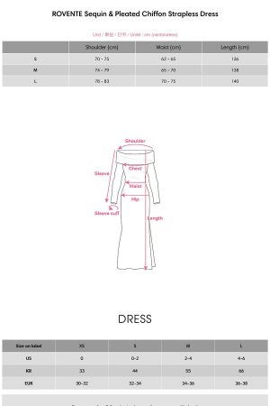 ROVENTE Sequin & Pleated Chiffon Strapless Dress