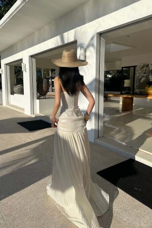 ROVENTE Sequin & Pleated Chiffon Strapless Dress