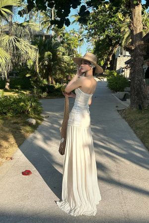ROVENTE Sequin & Pleated Chiffon Strapless Dress