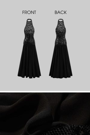 ROVENTE Sequined Halter Maxi Dress